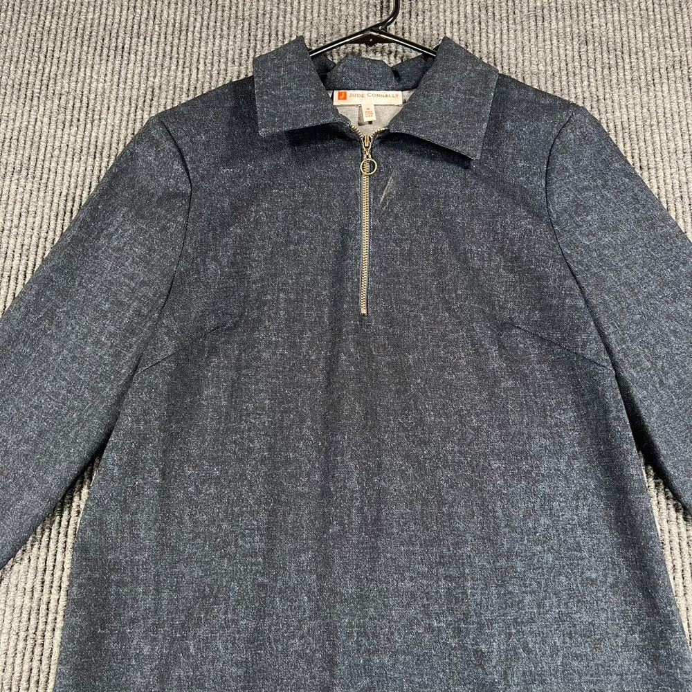 Jude Connally Dress Womens Size Medium Blue Long Sleeve 1/4 Zip Collared Casual